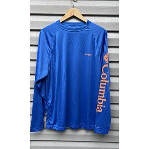 Columbia PFG Shirt Mens Blue UPF 50 Omnishade Terminal Tackle Medium